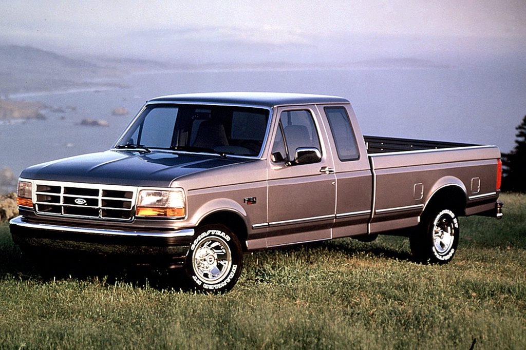 1996 F-150 SuperCab sits parked atop a mountain