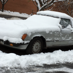 Snow-bound Mercedes SL