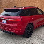 2025 Lincoln Corsair Grand Touring in Red Carpet Metallic with Jet Package, rear 3/4 view
